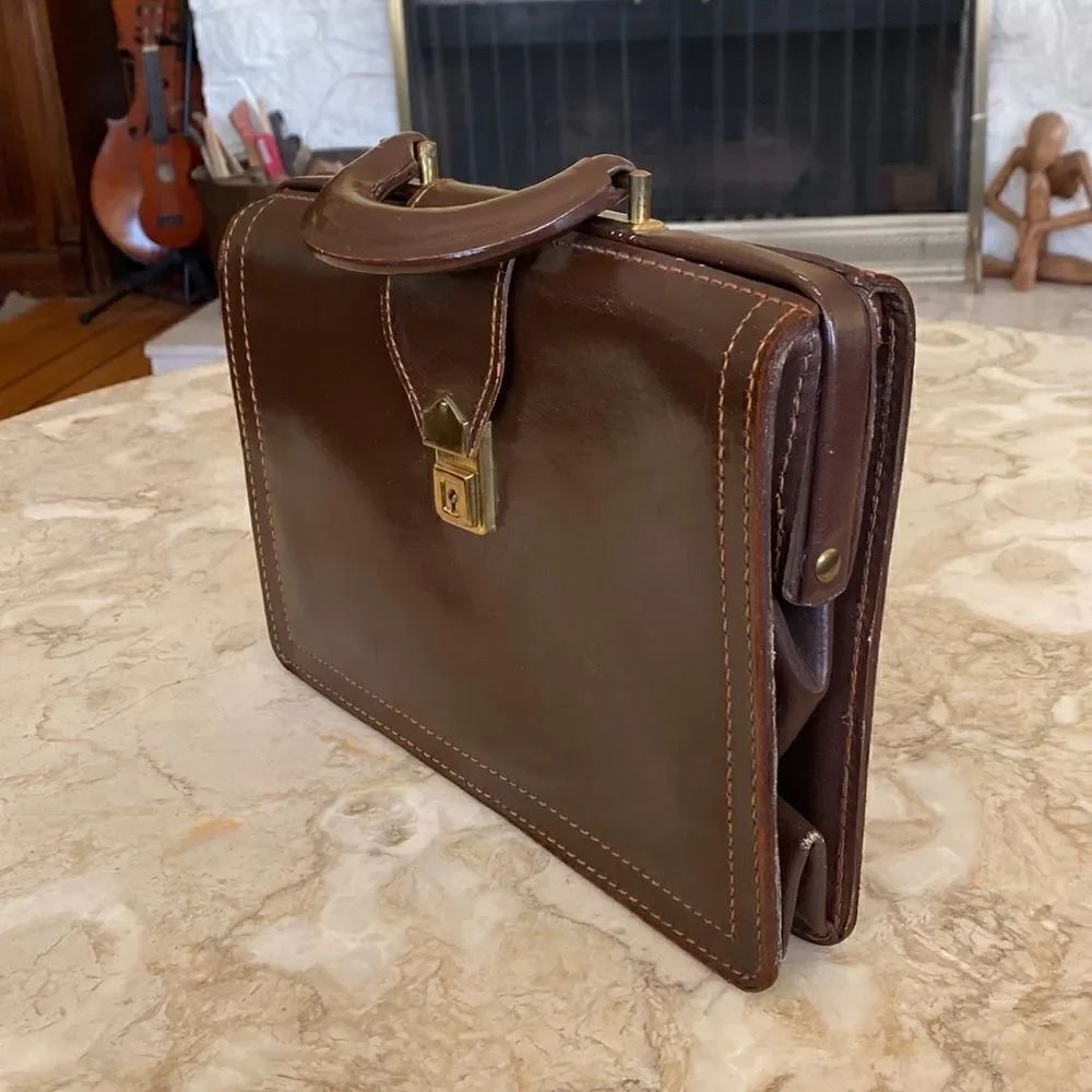 Vintage Renwick Cowhide Unique Mini Briefcase Bg - Picture 6 of 10